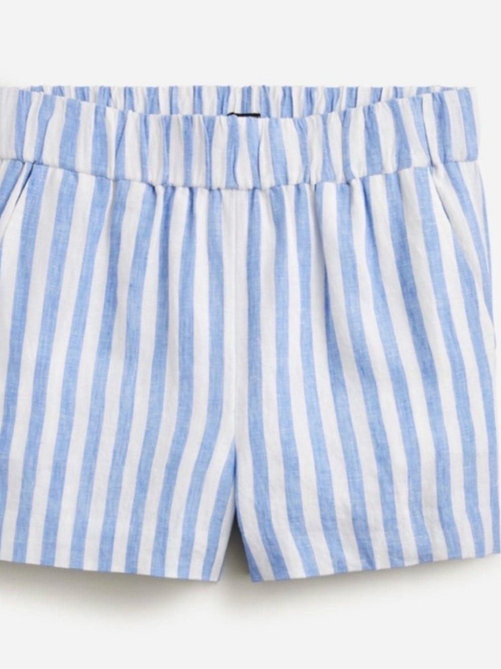 J. Crew Blue and White Striped Linen Blend Shorts
